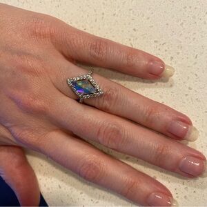 Silver and Clear Gemstone Halo Ring